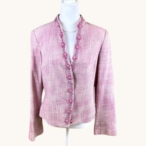 Patrick Christopher Blazer Silk Tweed Pink Floral Beaded (10)